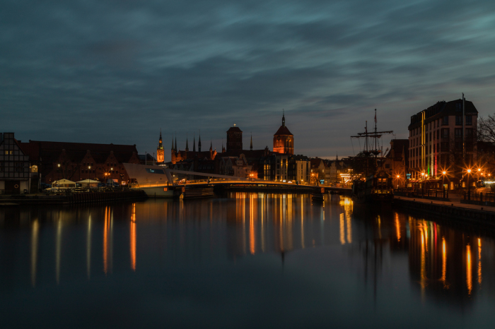 Nightfall in Gdansk, Poland. 