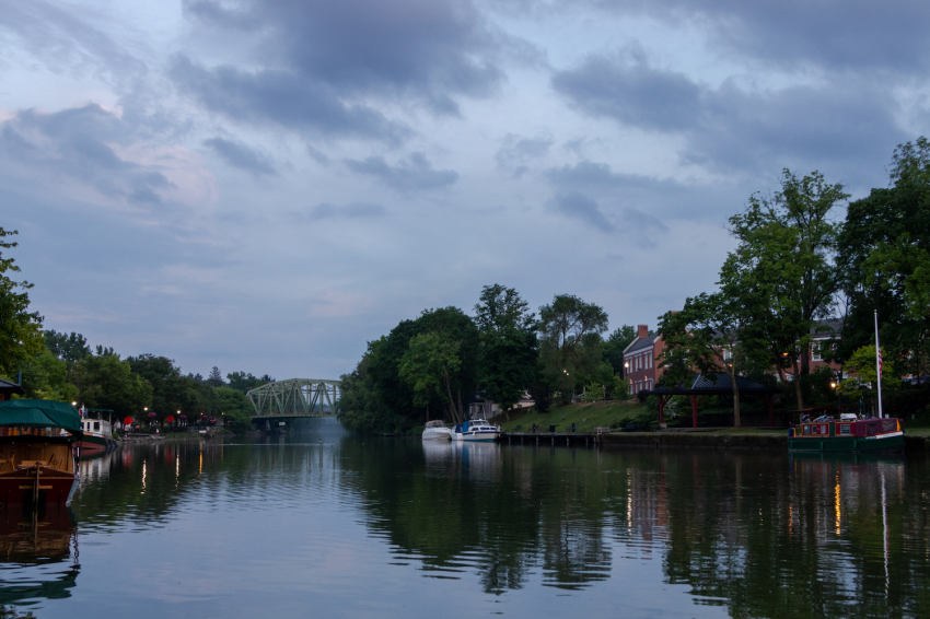 The Erie Canal in Pittsford on the outskirts of Rochester, New York.