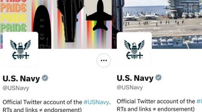 A screenshot of the Twitter header image for the U.S. Navy. 