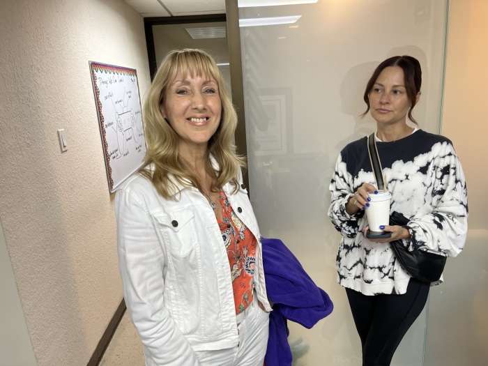 Gwen Garza, 60 (L), and Candice Pilcher, 42 (R), are both patients at the Oasis of Hope Hospital in Tijuana, Mexico. 