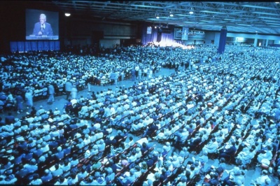 More than 45,000 messengers gathered for the Southern Baptist Convention annual meeting held in Dallas, Texas, from June 11-13, 1985. 