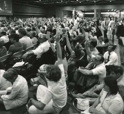 More than 45,000 messengers gathered for the Southern Baptist Convention annual meeting held in Dallas, Texas from June 11-13, 1985. 