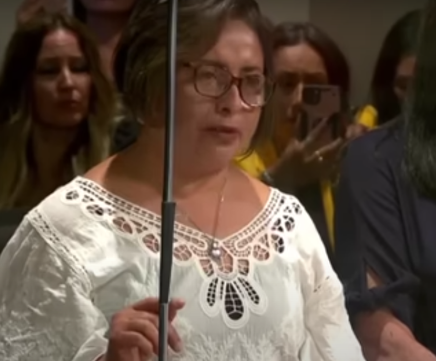 Abigail Martinez, who claims her late daughter was "murdered by gender ideology," testifies against California Assembly Bill 957 to the California Senate Judiciary Committee, June 13, 2023.