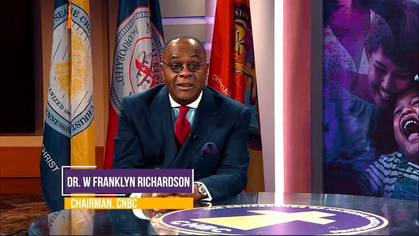 W. Franklyn Richardson (L), chairman of the board of trustees of the Conference of National Black Churches on the "Healing and Hope" talk show that airs on Impact TV on Tuesdays and Thursdays.