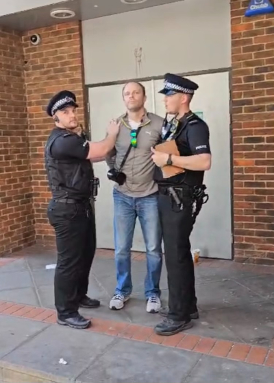 American street preacher Ryan Schiavo was arrested in Canterbury, England, while an LGBT pride event was held on June 10, 2023. 