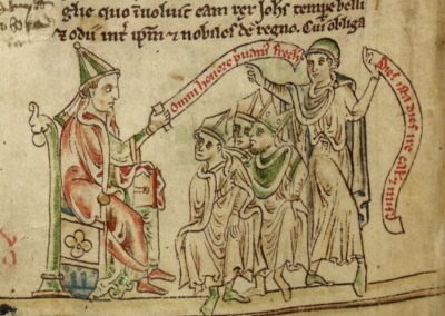A contemporary depiction of the First Council of Lyons, which was held in 1245. 
