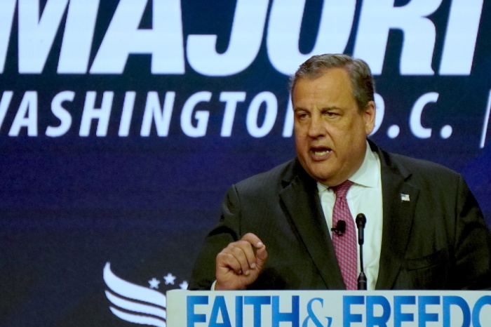 Chris Christie, former governor of New Jersey, speaks at the Faith & Freedom Coalition's Road to Majority Conference in Washington, D.C., on June 23, 2023.