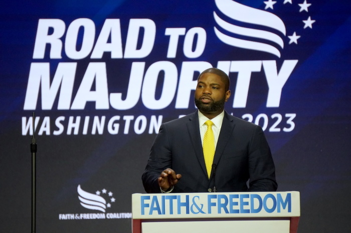 Rep. Byron Donalds, R-Fla., delivers a speech at the Faith & Freedom Coalition's Road to Majority Conference in Washington, D.C., June 23, 2023.