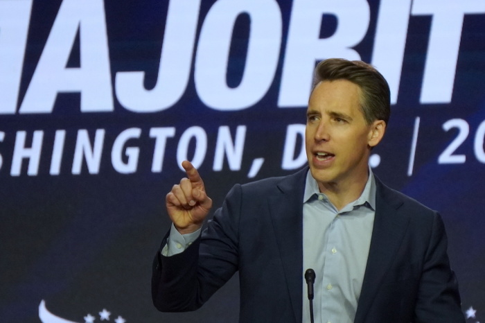 Sen. Josh Hawley, R-Mo., delivers a speech at the Faith & Freedom Coalition's Road to Majority event in Washington, D.C., June 23, 2023.