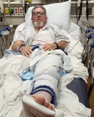 Pro-life activist Mark Zimmerman, who was injured when an abortion provider allegedly ran him over with a car outside of an abortion clinic in Saginaw, Michigan on Friday, June 23, 2023. 