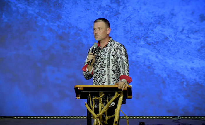 Pastor Greg Locke of Global Vision Bible Church in Mount Juliet, Tenn., apologizes through tears for the way he's delivered his messages over the years.
