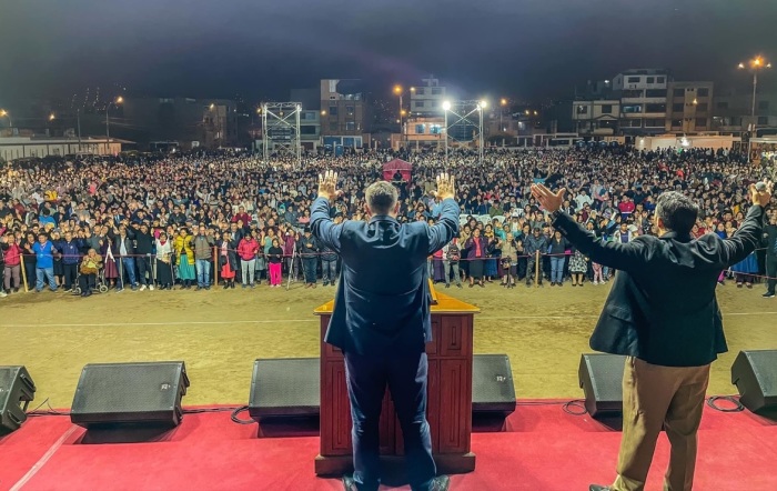 Attendees gather for a May 2023 World Harvest Global gathering in Lima, Peru.