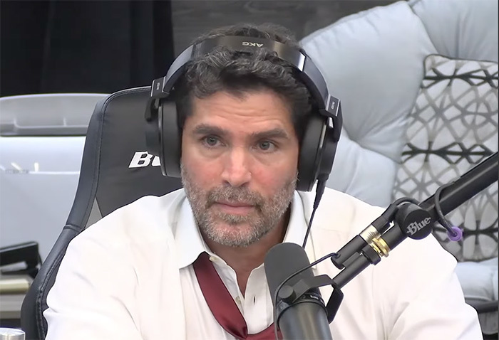 Eduardo Verástegui, the producer of “Sound of Freedom,' appears on the 'Timcast IRL' podcast with Tim Pool on July 13, 2023. 