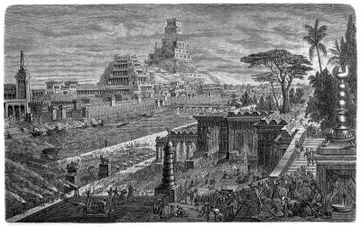 Illustration of a Fall of Babylon by Cyrus II, 539 BC
