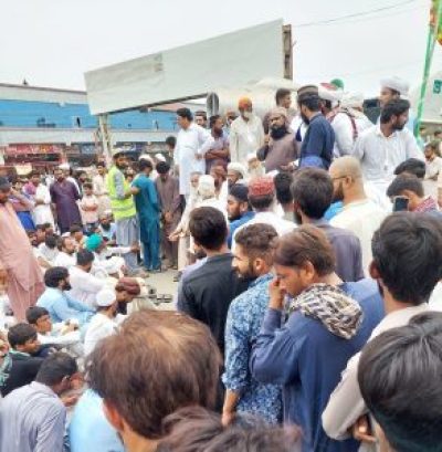 Mosque announcements to protest alleged blasphemy created large crowds of Muslims in Sargodha, Pakistan, on July 16, 2023. 