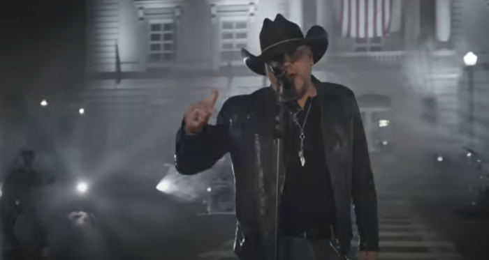 Country singer Jason Aldean stars in the music video for his new single 'Try That in a Small Town,' released July 14, 2023. 