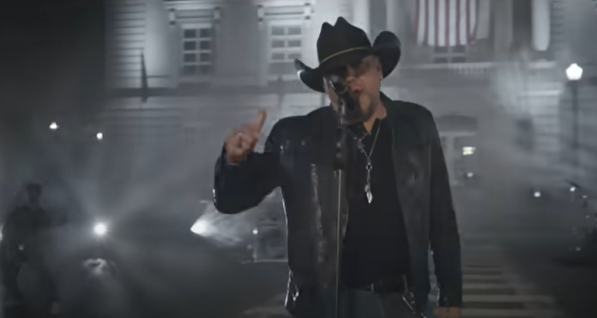 Country singer Jason Aldean stars in the music video for his new single "Try That in a Small Town," released July 14, 2023.