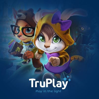 A TruPlay promotional image showing some of the fictional characters featured in media available on the entertainment platform.