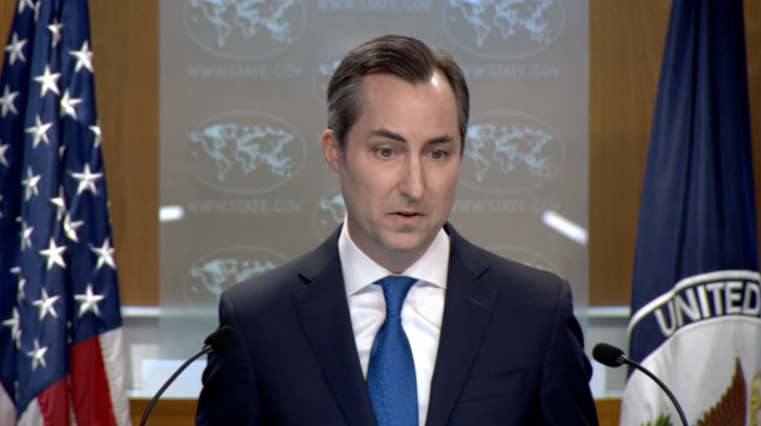 United States State Department Spokesperson Matthew Miller fields questions from journalists on July 31, 2023. 