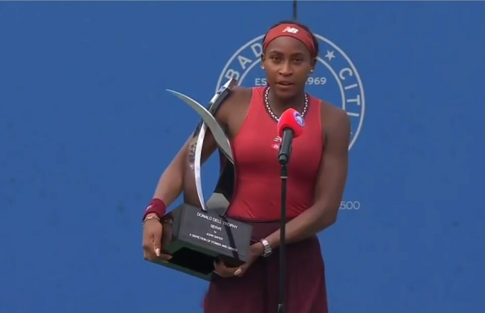 American tennis star Coco Gauff, 19, thanked God and her church for helping her overcome her recent first-round loss at Wimbledon to win the Mubadala Citi DC Open women’s final on August 6, 2023.