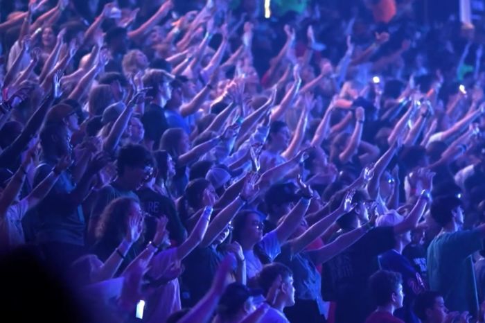 Over 11,000 students and youth leaders participate in the Motion Student Conference at Legacy Arena in Birmingham, Alabama, July 27-29, 2023. 