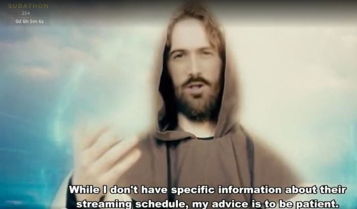 A screenshot from an 'AI Jesus' livestream.