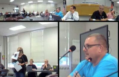 A screenshot of an Aug. 10 White County school board meeting.