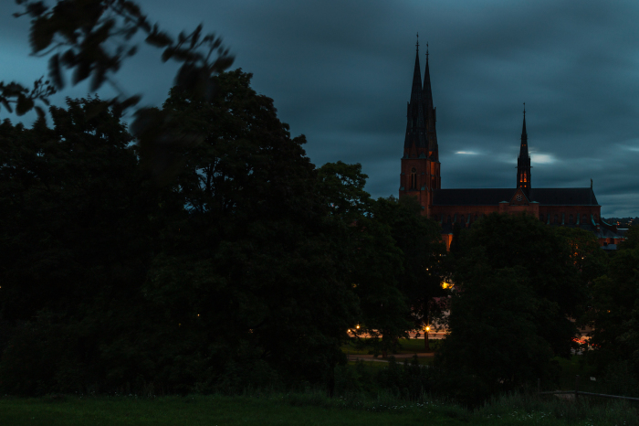 The medieval Uppsala Cathedral in Uppsala, Sweden. 