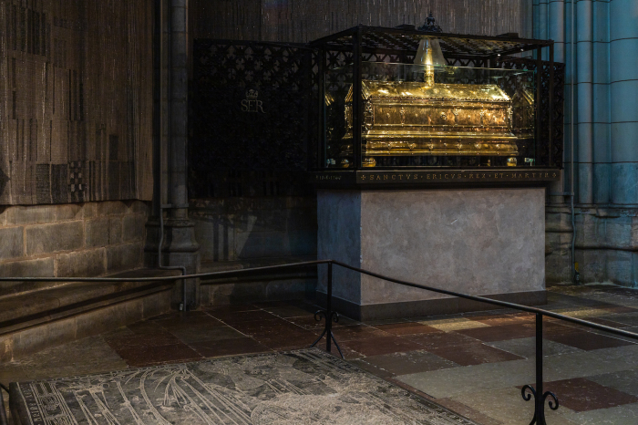 The reliquary of St. Erix IX in Uppsala Cathedral in Uppsala, Sweden.