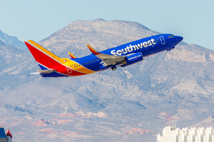 Boeing 737 Southwest Airlines takes off from McCarran International Airport in Las Vegas, NV on November 3, 2014. Southwest is a major U.S. airline and the world's largest low-cost carrier. It is the largest operator of the 737 worldwide.