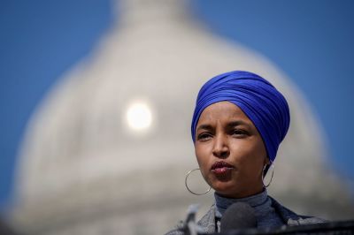 Rep. Ilhan Omar (D-MN) speaks during a news conference to discuss proposed legislation entitled Rent and Mortgage Cancellation Act outside the U.S. Capitol on March 11, 2021 in Washington, DC. The bill aims to institute a nationwide cancellation of rents and home mortgage payments through the duration of the coronavirus pandemic.