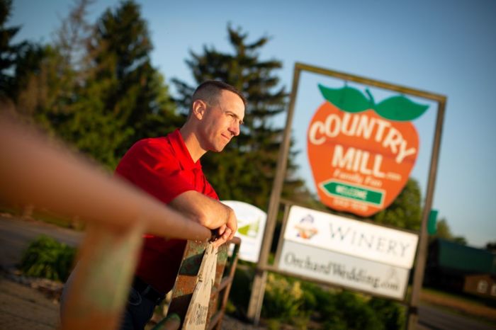 Steve Tennes poses for a photo at his farm, Country Mill Farms, outside of Charlotte, Michigan. 