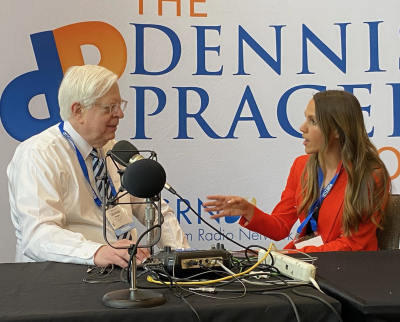 Dennis Prager speaks with The Christian Post reporter Leah Klett at the National Religious Broadcasters Convention in Orlando, Florida.