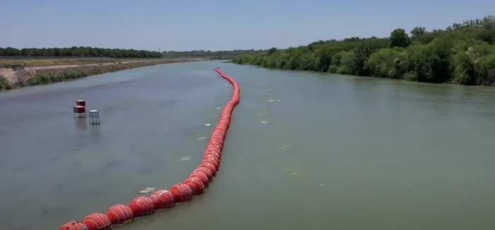 A buoy barrier floats on the Rio Grande after being installed by Texas in July 2023 to help curb an uptick in illegal immigration. 