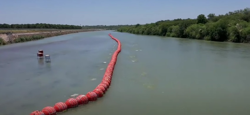 A buoy barrier floats on the Rio Grande after being installed by Texas in July 2023 to help curb an uptick in illegal immigration.