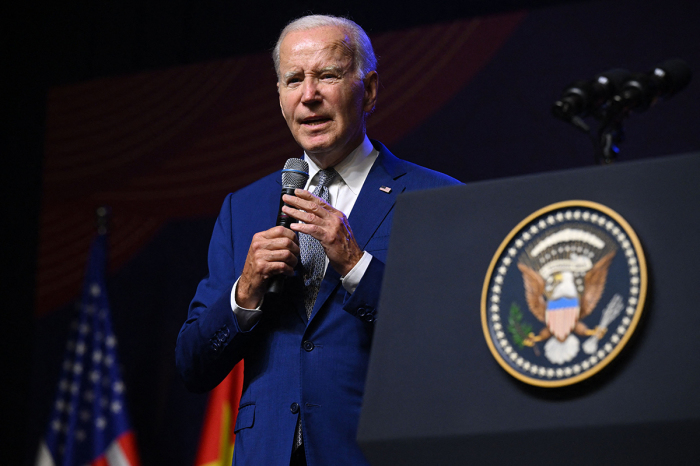 U.S. President Joe Biden holds a press conference in Hanoi on September 10, 2023, on the first day of a visit in Vietnam. Biden travels to Vietnam to deepen cooperation between the two nations, in the face of China's growing ambitions in the region. 