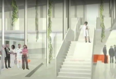 An illustration of Catholic Healthcare International's planned hospital in Genoa Township, Michigan.