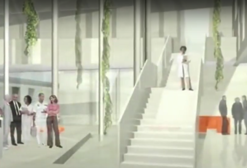 An illustration of Catholic Healthcare International's planned hospital in Genoa Township, Michigan.