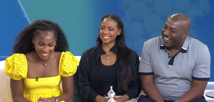 Coco Gauff (L) and her parents appear on the Today Show.