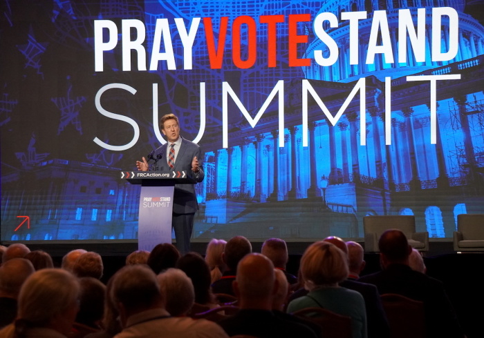 Pastor Gary Hamrick of Cornerstone Chapel in Leesburg, Virginia, preaches a message at the Pray Vote Stand Summit in Washington D.C. on Sept. 16, 2023, at the Omini Shoreham Hotel.