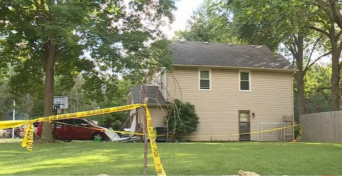 Police tape surrounds the house on the 6600 block of Goode Drive in Shawnee, Kansas, where Pastor Matthew Richards allegedly attempted to murder his wife and children.