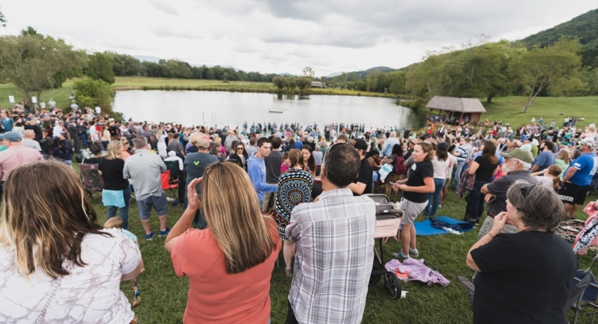 Biltmore Church holds an event in Fletcher, North Carolina, on September 17, 2023, in which they baptize 279 people, plus three more individuals at an earlier indoor service.