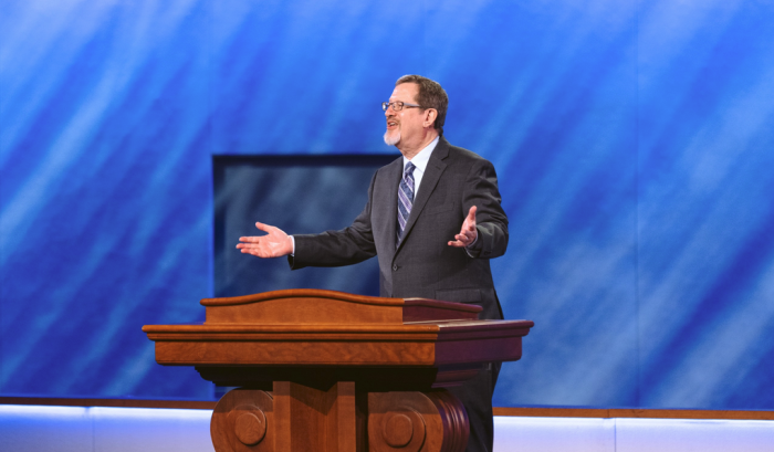 Lee Strobel appeared at First Baptist Dallas Sunday.