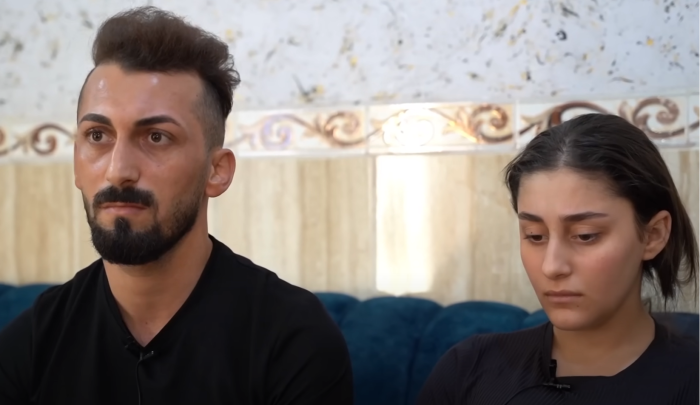Christian bridegroom Revan, also identified as Ivan Esho (L), 27, and his bride Haneen (R), 18, in the aftermath of more than 100 people dying at their wedding celebration in Iraq.