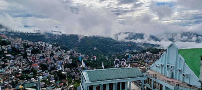 Clouds hover over the city of Aizawl in the Indian state of Mizoram. 
