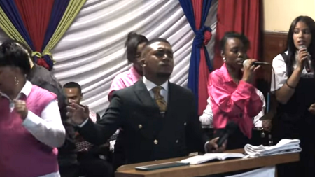 Dwayne Gordon just minutes before he was fatally shot inside the Eagle Christian Center in Newlands, South Africa, on October 5, 2023.