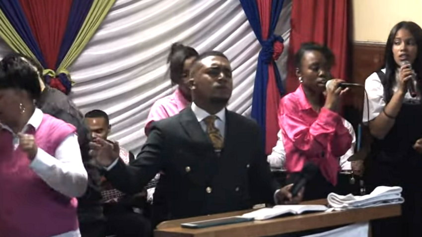 Dwayne Gordon just minutes before he was fatally shot inside the Eagle Christian Center in Newlands, South Africa, on October 5, 2023.