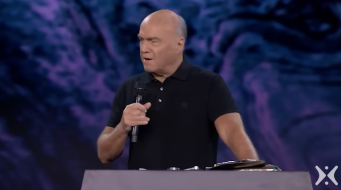 Pastor Greg Laurie delivers a message Sunday Oct. 8, 2023. 