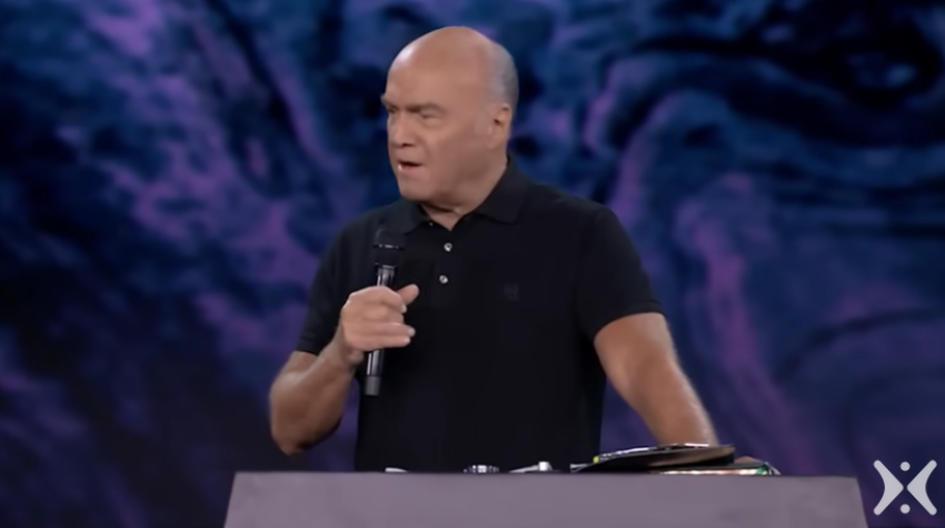 Pastor Greg Laurie delivers a message Sunday Oct. 8, 2023.