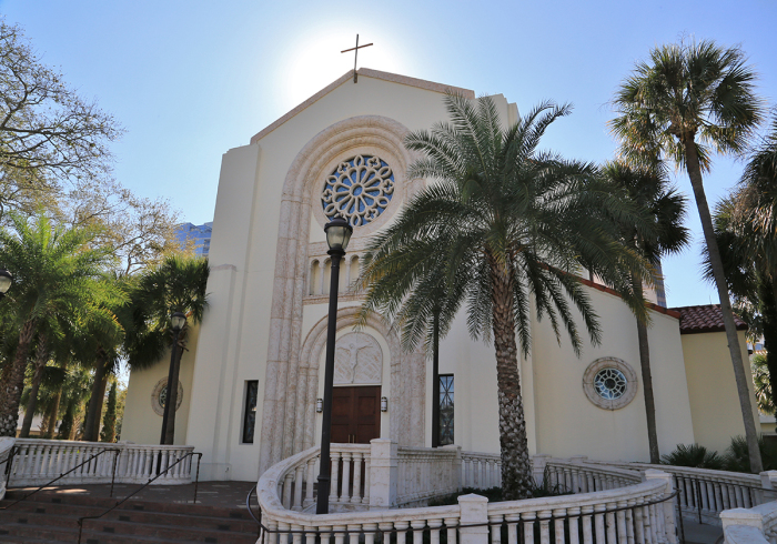 Built in 1952, the church serves as the head of the Orlando area Catholic Diocese. In 1977, the building was designated as the diocese's cathedral due to the destruction of the St. Charles Borromeo Cathedral by fire. St. James Catholic Cathedral is located in downtown Orlando.